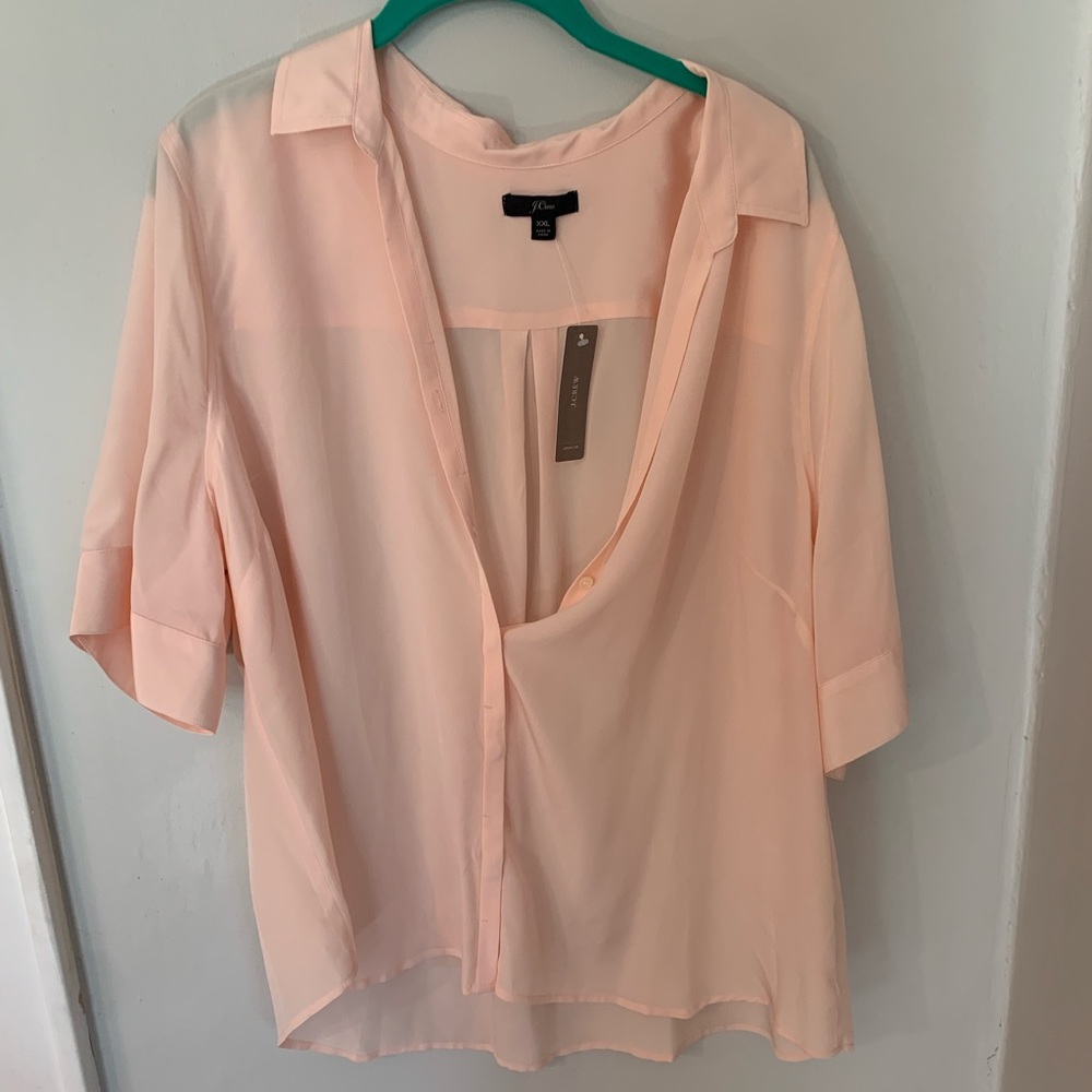 NWT J. Crew Light Pink Silk Shirt